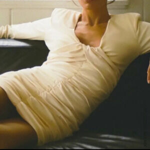 Zara Oyster White Draped Dress NWT